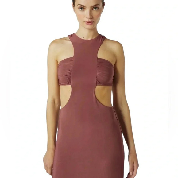 MISA LOS ANGELES Lyra Cut Out Jersey Knit Maxi Dress Cocoa Brown Size S NWT - Picture 4 of 13